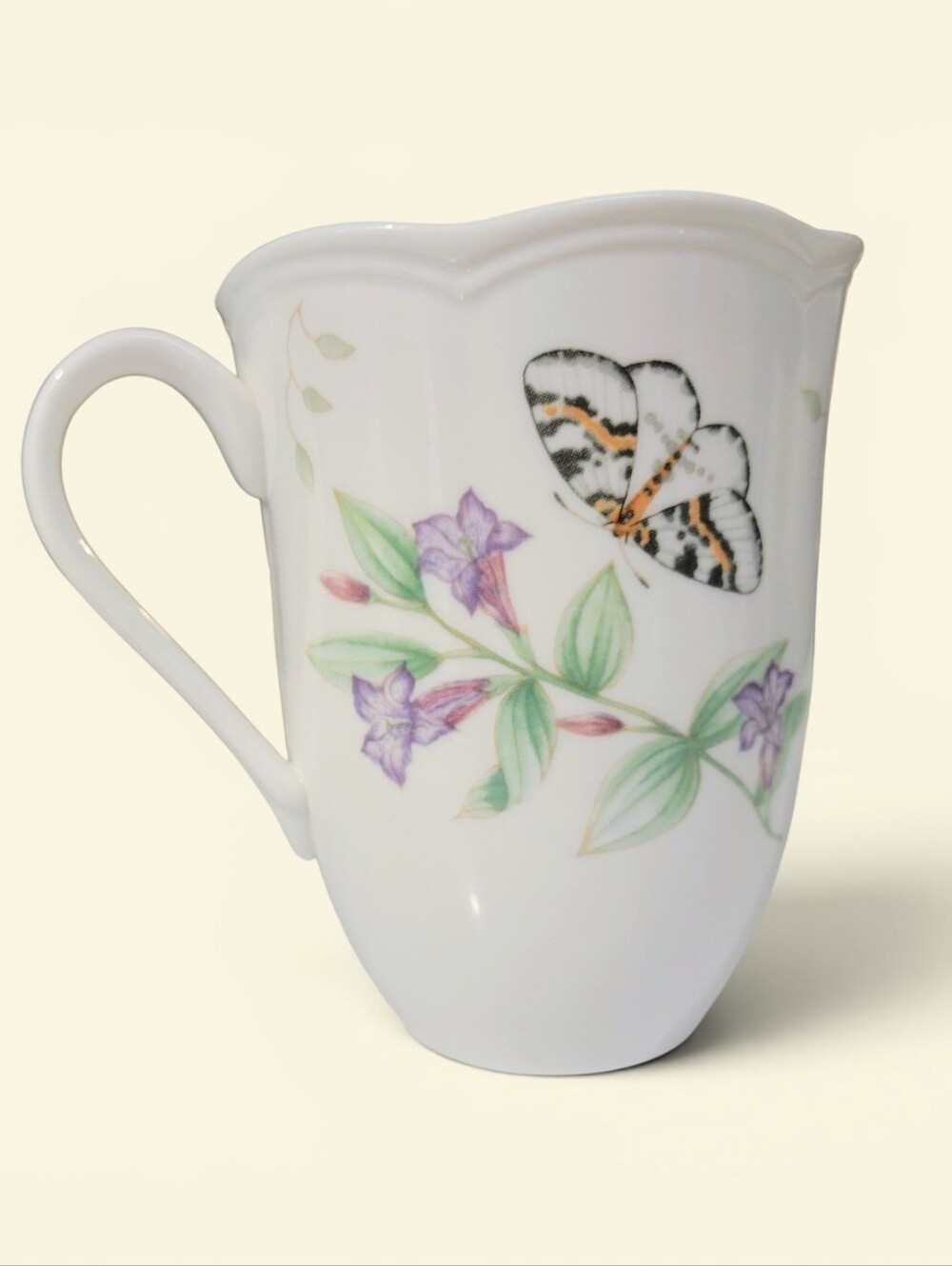 Lenox Butterfly Meadow Porcelain Mug  In Easterned Tailed Blue, Floral, Bee, EUC